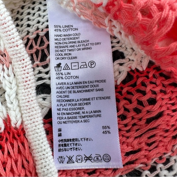 Linen/Cotton Tommy Bahama Crochet Long Sleeve Costal Beach Shirt Coral Sz S - Picture 5 of 11